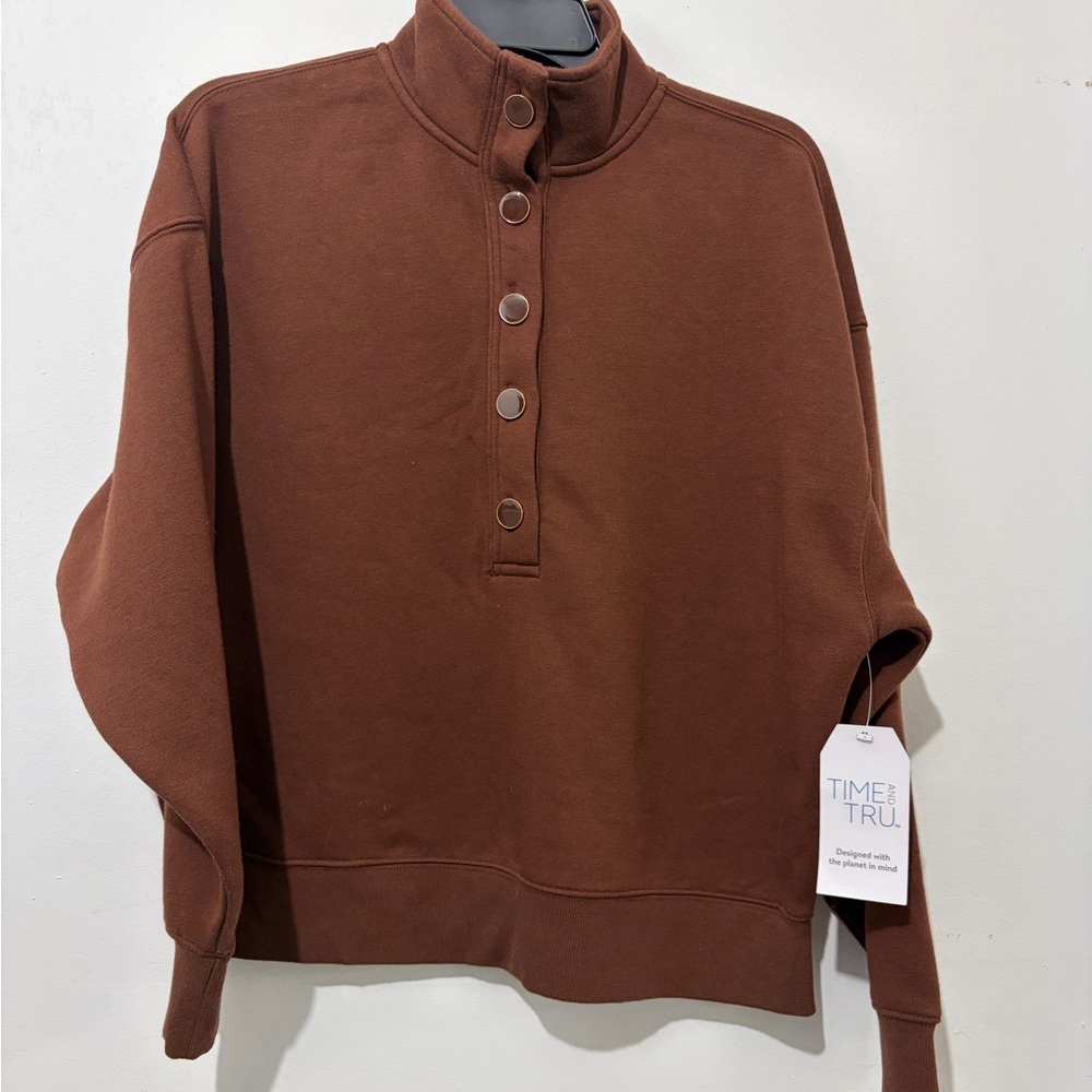Time and Tru women’s  Zip Up Brown Sweater